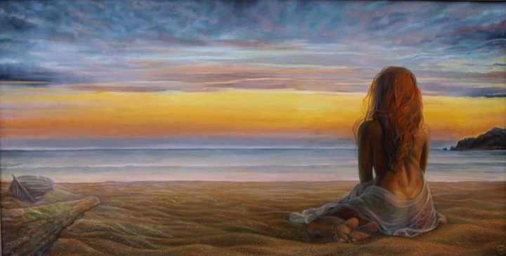 On the seashore - Sergey Lesnikov art