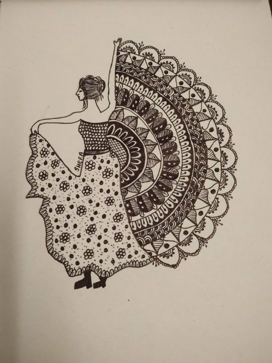 Dancing lady mandala art - Doctor's mandala - Drawings & Illustration,  People & Figures, Female Form, Other Female Form - ArtPal