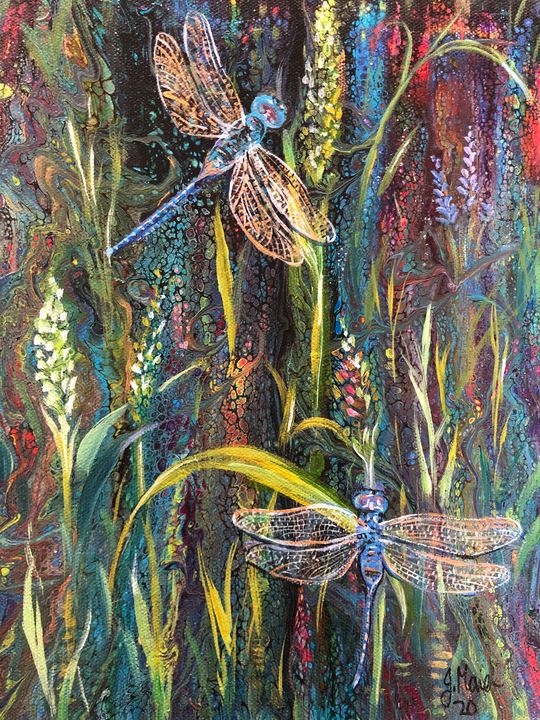 colorful dragonfly art