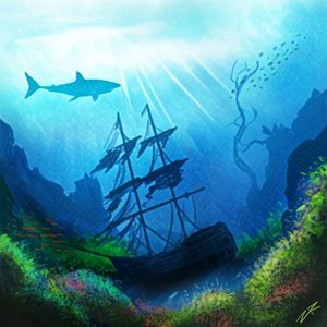 underwater pirate shipwreck painting