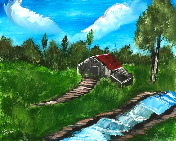 Meadow Stream - Family Art - Paintings & Prints, Landscapes & Nature ...