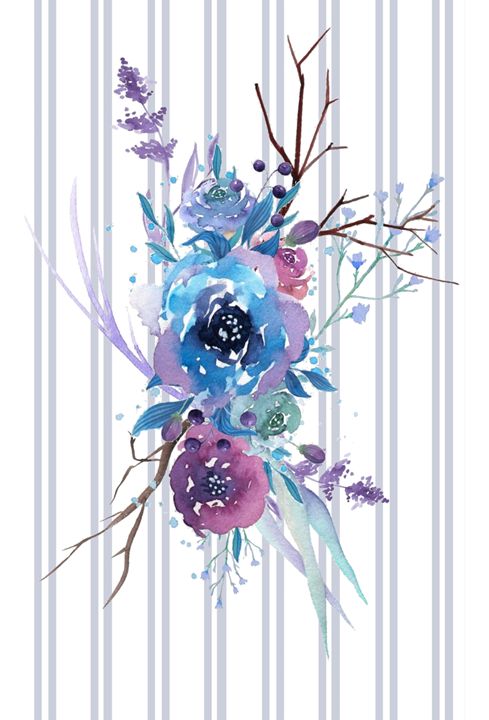 Blue & Purple Flowers - Blushing Meadow