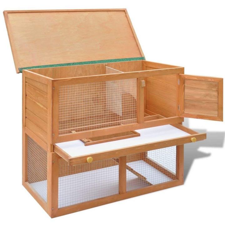 Wooden Rabbit Hutch Cage Chicken - catrin