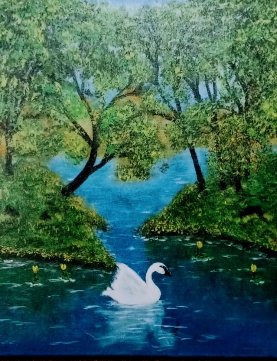 Swan on a pond. - Jay  mental art.