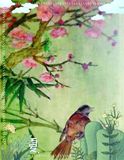 bird painting on Chinese rice paper