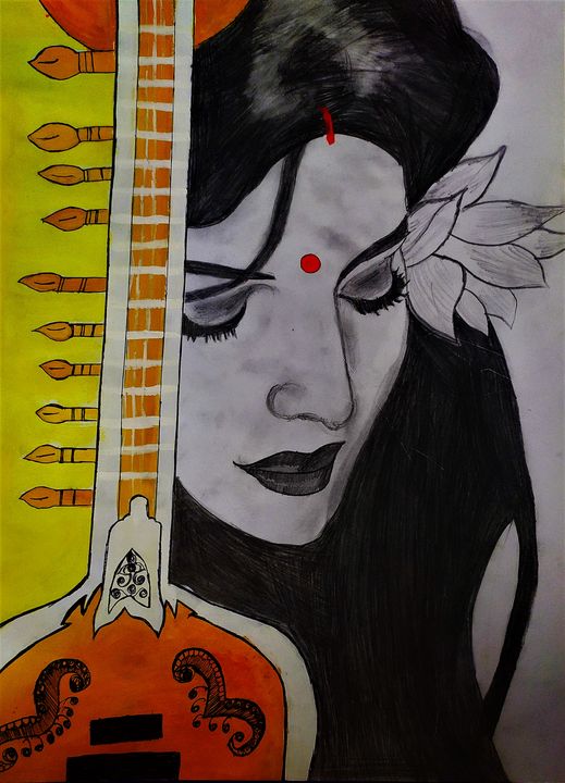 Arte Ideal - Type : Pencil Sketch Meera bai playing tanpura. | Facebook