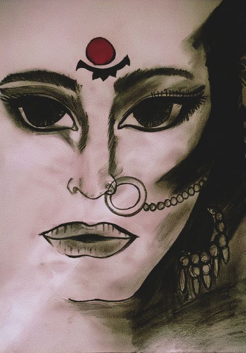 Maa Durga Pencil Sketch HD Png Download  vhv