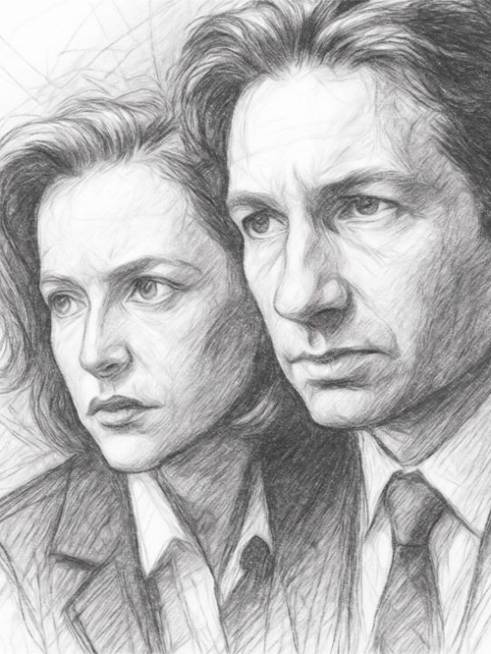 Mulder and Scully Pencil Sketch - Leon Woods - Drawings & Illustration ...
