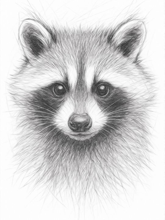 Sketched Racoon Raccoon Pencil Sketch - Leon Woods - Drawings & Illustration, Animals ...