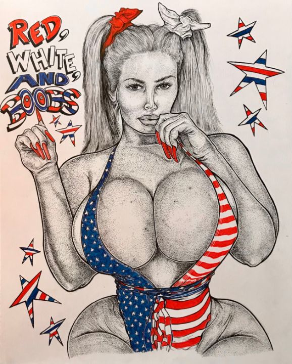 Red, White and Boobs - Something Inky - Drawings & Illustration, People &  Figures, Female Form, Swimwear - ArtPal