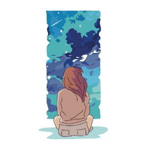 girl sitting alone tumblr drawing