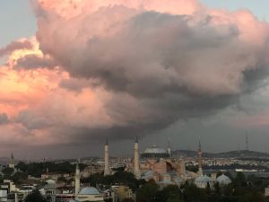 Pink cloud over Istanbul